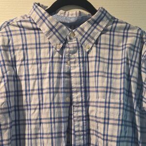 Haggar Stretch Blue and White Plaid Men's Shirt